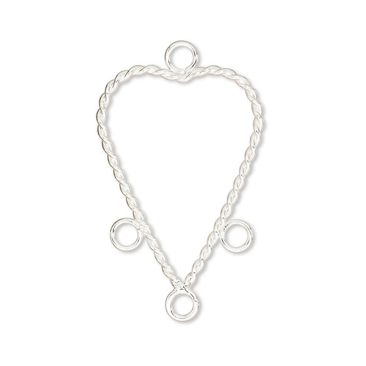 A silver rope chain heart chandelier, shown on a plain white background.