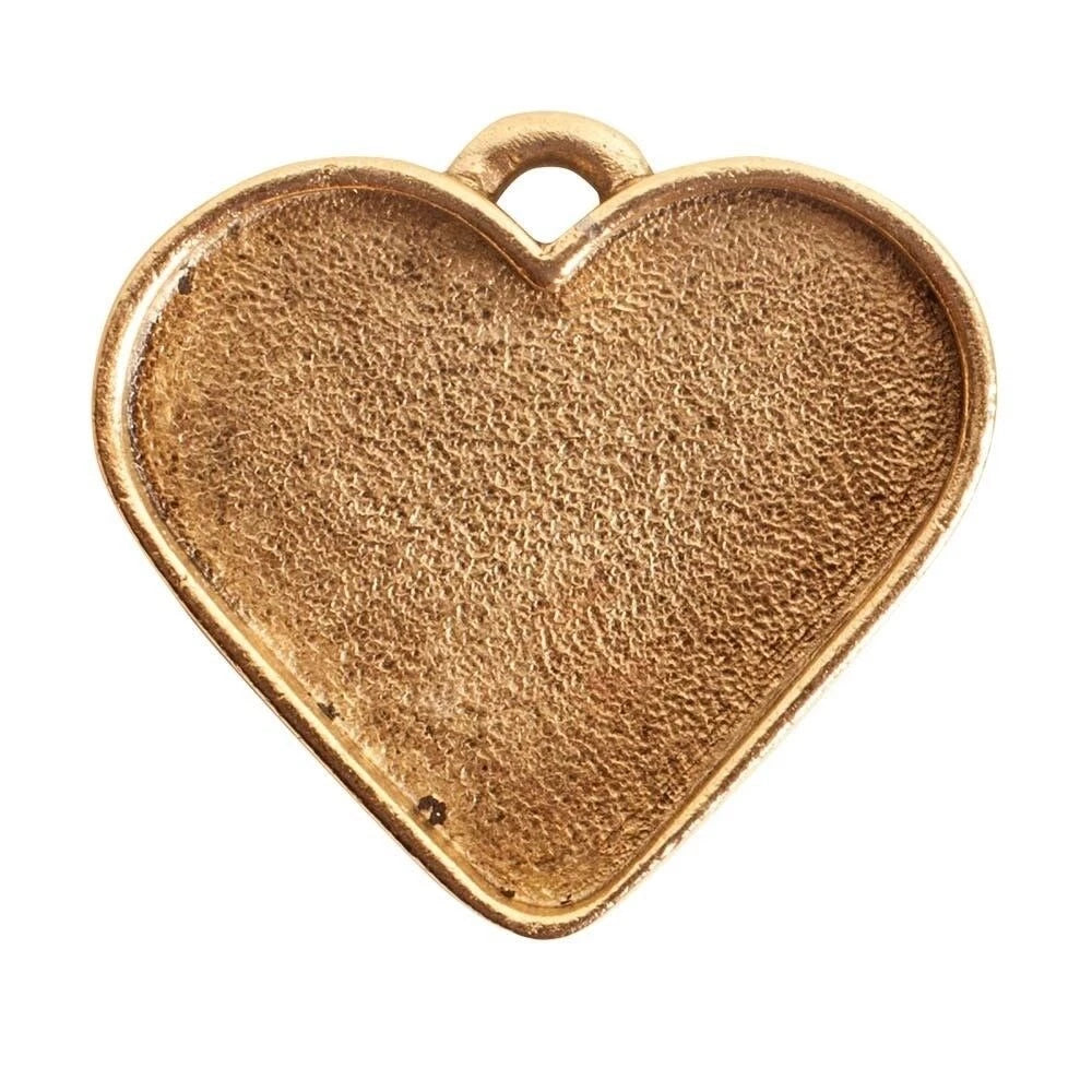 A single heart-shaped metal charm or pendant with a textured finish and a small loop at the top, shown on a plain white background.