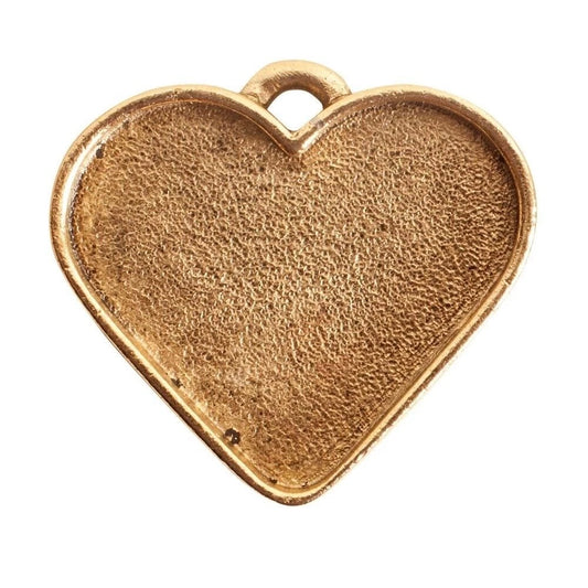 A single heart-shaped metal charm or pendant with a textured finish and a small loop at the top, shown on a plain white background.