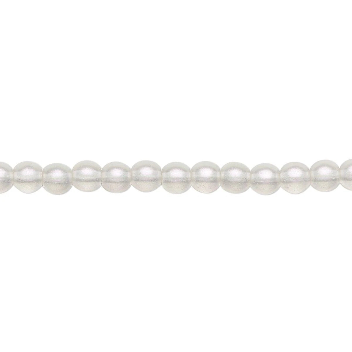 A strand of round, lustrous BEADS aligned horizontally against a solid white background.