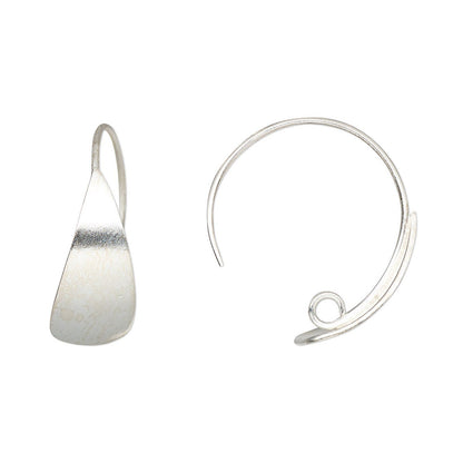 Teardrop Ear Wire, Sterling Silver 20mm with 17x8mm Teardrop, 1 Pair