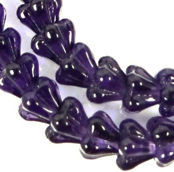 Czech Glass Transparent Tanzanite Purple Baby Bell Flower Beads 6x4mm — 50 pcs