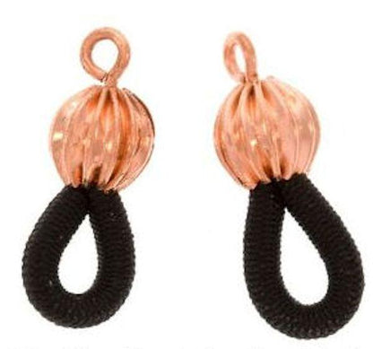 Black Elastic Cord Eyeglass Holders with Copper Plated Bead & Loop — 12 pcs (6 pairs)