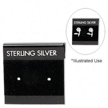 Black Flocked Earring Display Cards Sterling Silver Print — 100 pcs