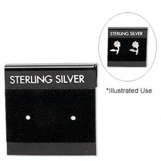 Black Flocked Earring Display Cards Sterling Silver Print — 100 pcs