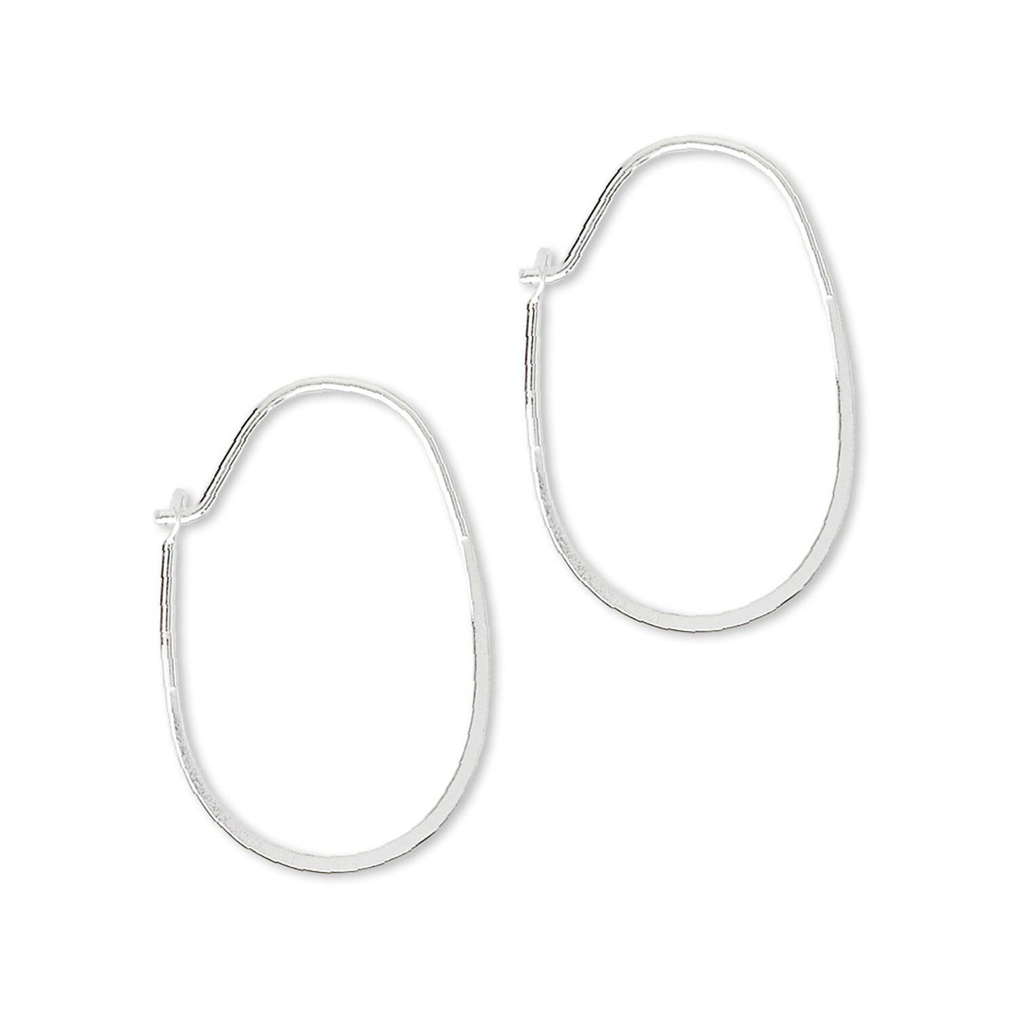 Sterling Silver Flat Wire Oval Hoop Ear Wires, 14x21mm, 5 Pair (10 pcs)