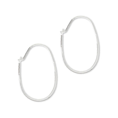 Sterling Silver Flat Wire Oval Hoop Ear Wires, 14x21mm, 5 Pair (10 pcs)