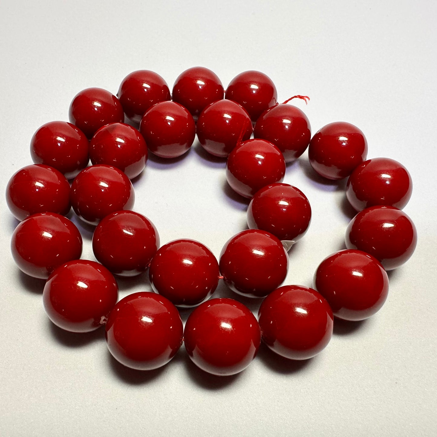 Garnet Red Round Shell Pearl Beads, 16mm, 1 Strand (approx. 25)