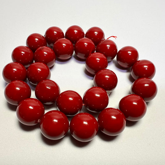 Garnet Red Round Shell Pearl Beads, 16mm, 1 Strand (approx. 25)
