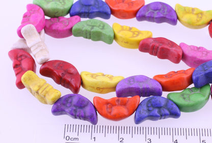 Imitation Howlite Resin Double Sided Celestial Moon Face Beads 18x9mm — 15" Strand (approximately 26 pcs)