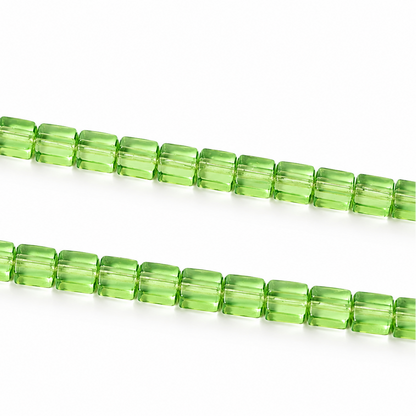 Transparent Green Glass Cube Beads, 4–5mm - approximately 88 pcs