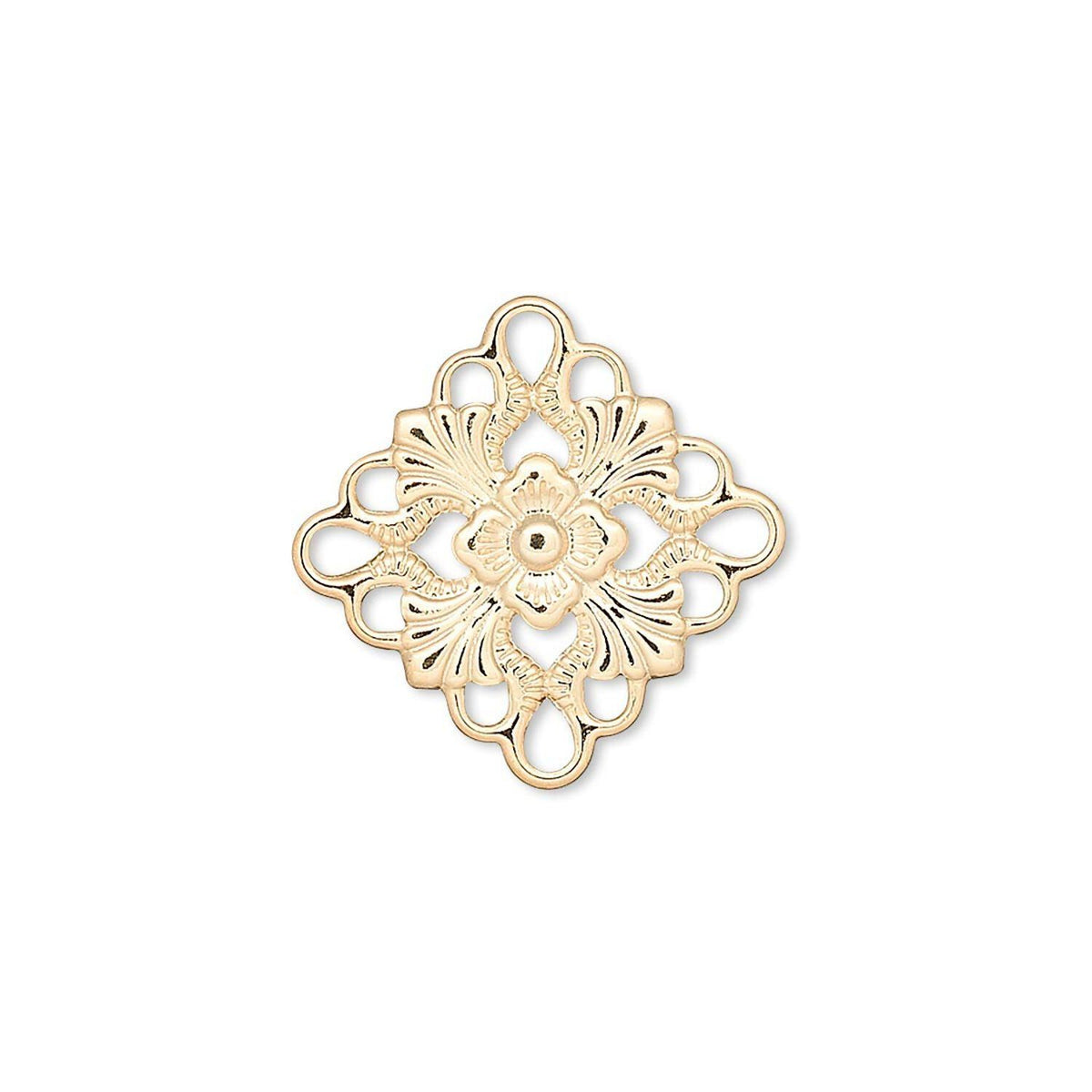 Gold Plated Brass Filigree Square Link Connectors, 20x20mm - 48 pcs