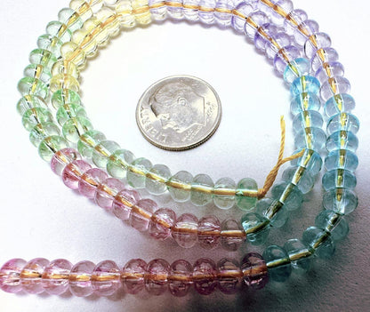 Crackle Glass Rondelle Beads: 4x6mm Pastel Color Mix (1 Strand, ~100 pc)