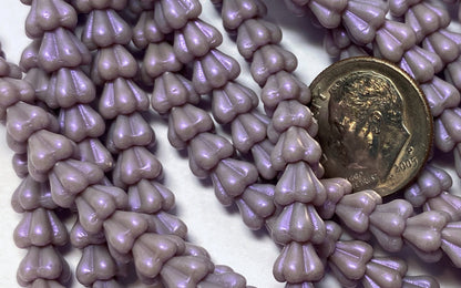 Czech Glass Baby Bell Flower Beads: 6x4mm Opalescent Amethyst (50 pc)