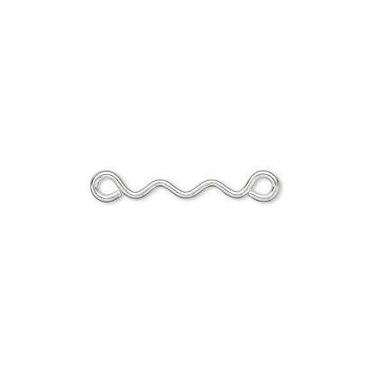 Silver Plated Steel Fancy Wavy Links & Connectors: 14x1mm (100 pc)