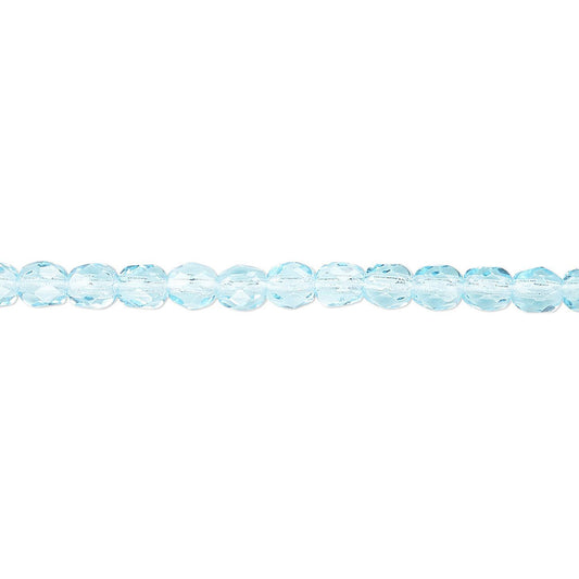 Czech Fire Polished Light Turquoise Round Beads, 4mm, 1 Strand (approx. 100)