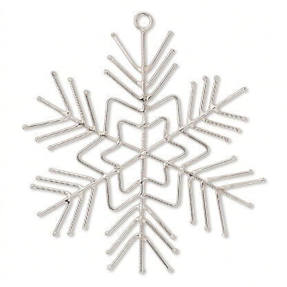 Metallic snowflake ornament on a white background