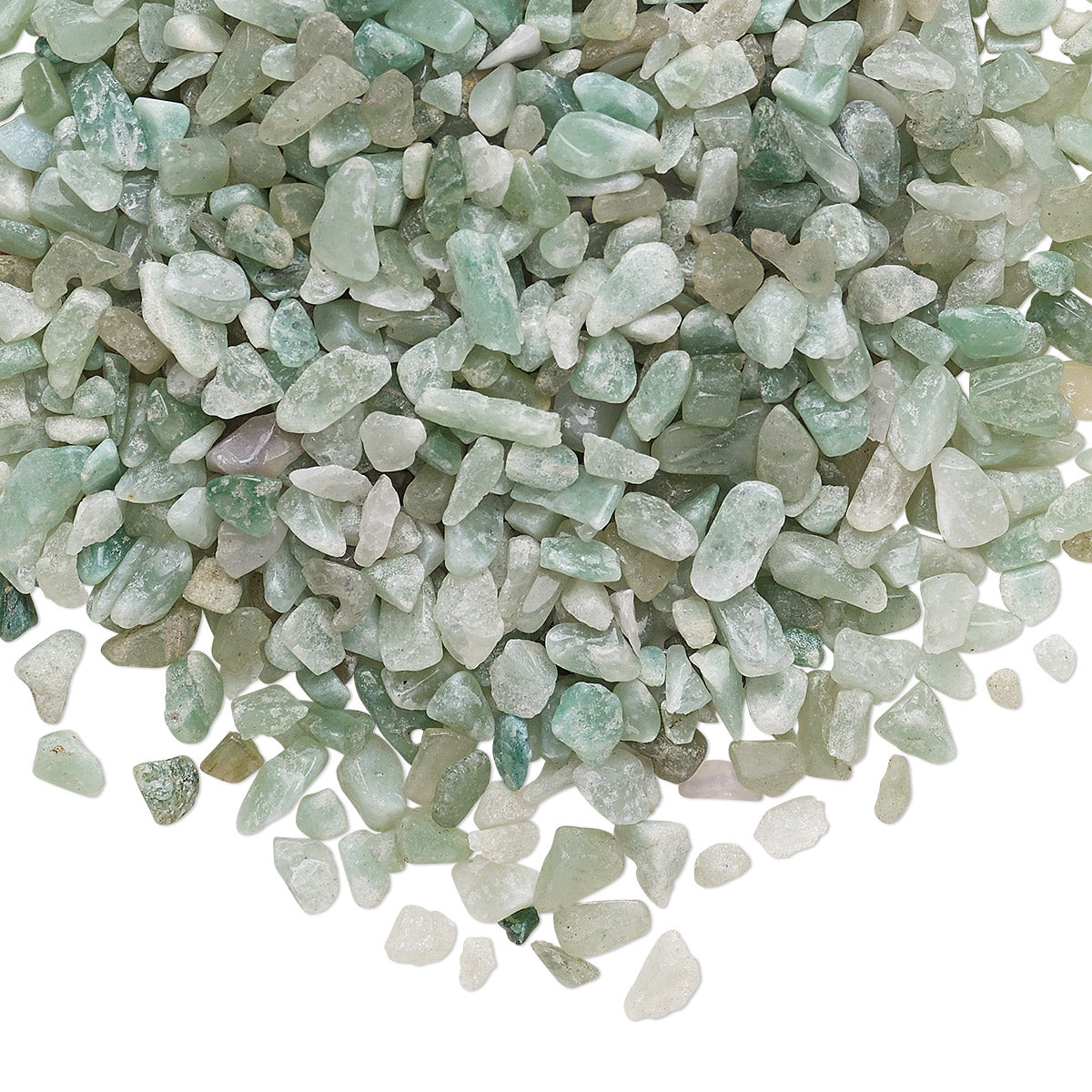 Close-up of green and white pebbles on a white background