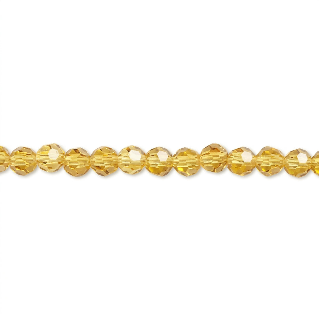 Amber Gold Crystal Glass Faceted Round Beads, 4mm - 1 Strand