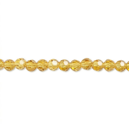 Amber Gold Crystal Glass Faceted Round Beads, 4mm - 1 Strand