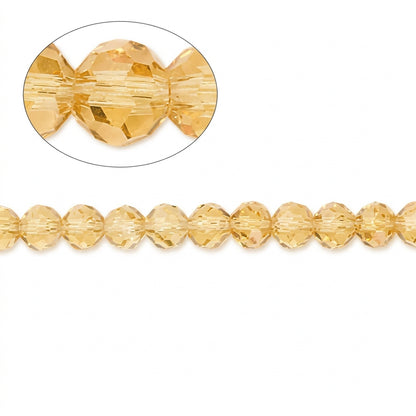 Amber Gold Crystal Glass Faceted Round Beads, 4mm - 1 Strand