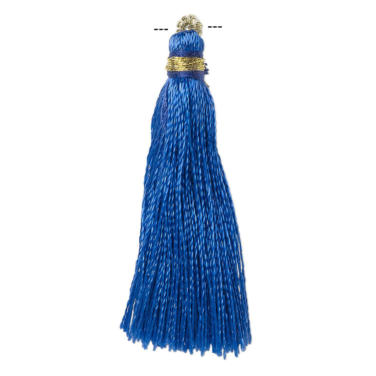 Blue Imitation Silk Tassels, 1-3/4–2" with Gold-Finished Copper Loop - 12 pcs