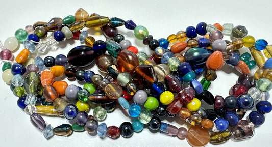 India Luster Glass Bead Mix: Assorted Shapes & Colors, 5x2mm-25x16mm (5 Strands)