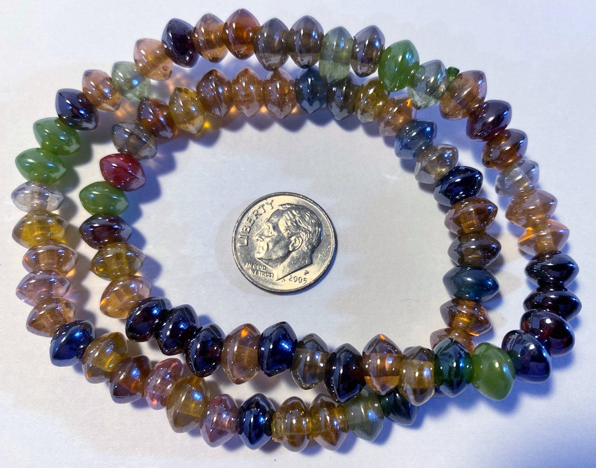 Translucent Luster Lampwork Glass Rondelle Bead Mix — 1 Strand (76-90 beads)