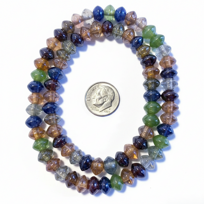 Translucent Luster Lampwork Glass Rondelle Bead Mix, 7-8mm, 1 Strand (approx. 76-90 pcs)
