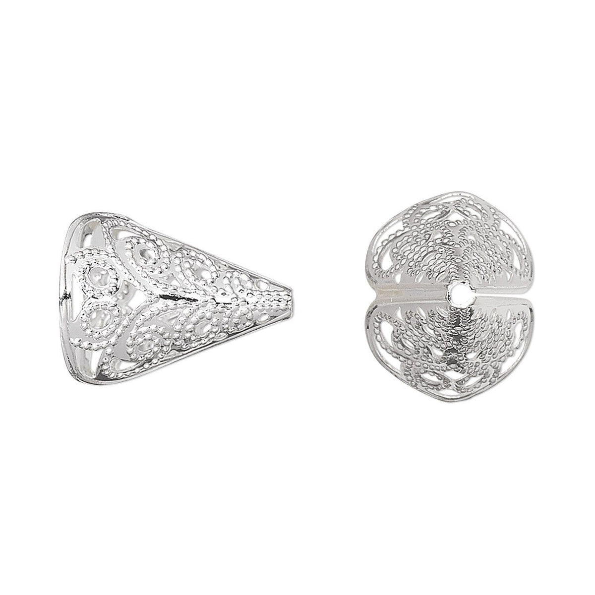 Two silver earring components on a white background