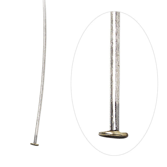 Antiqued Silver-Plated Brass Head Pins, 2 inch, 21 Gauge, 100 pcs