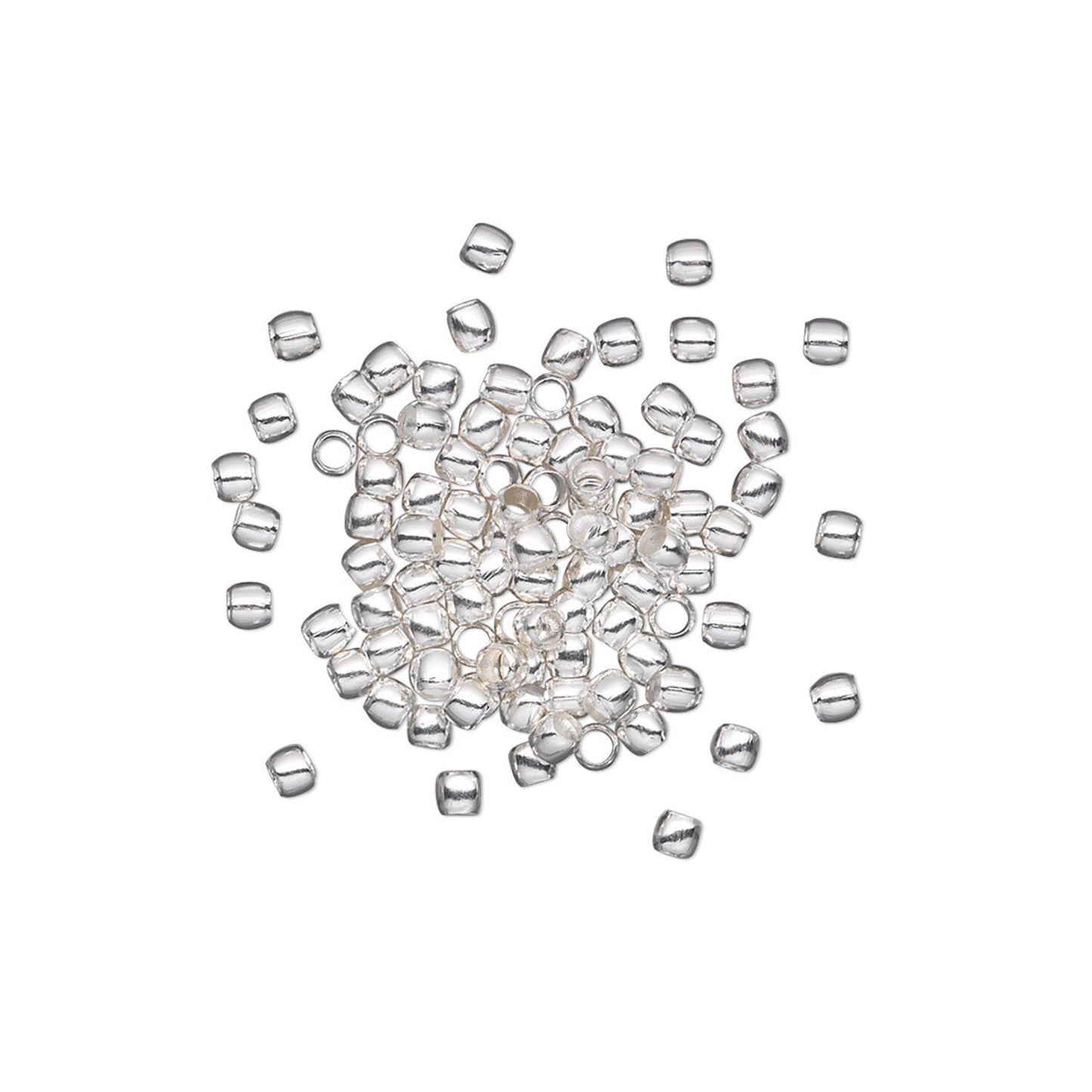 Silver Plated Brass Crimp Beads, 2mm, 100 pcs