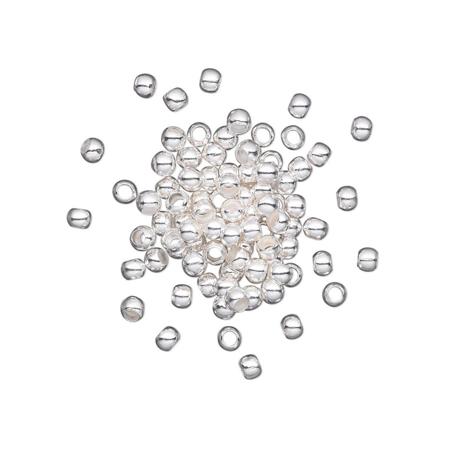 Silver Plated Brass Crimp Beads, 2.5x2mm, 100 pcs