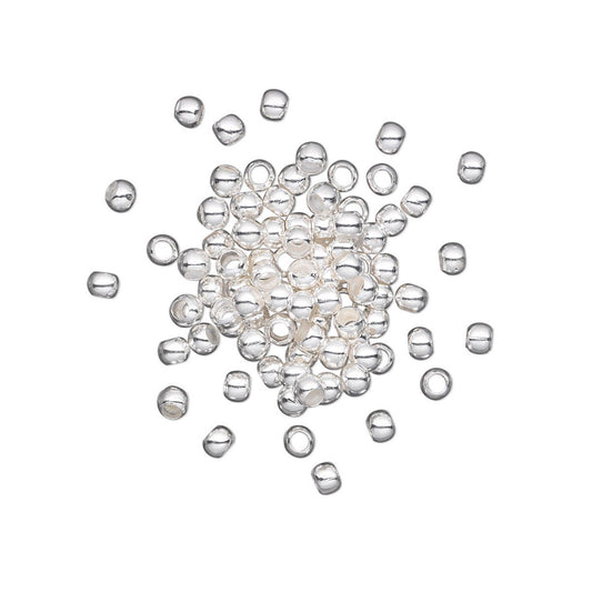 Silver Plated Brass Crimp Beads, 2.5x2mm, 100 pcs