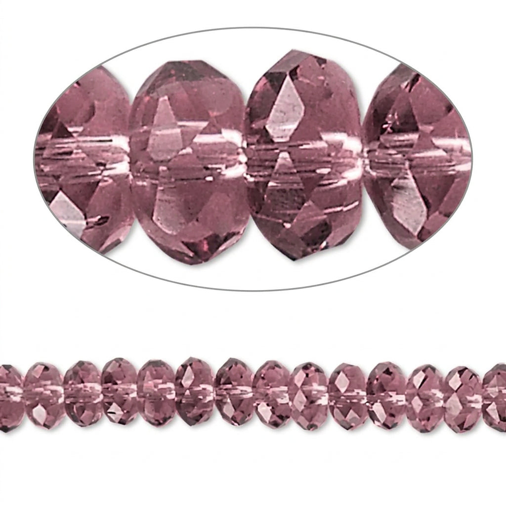 Celestial Medium Purple Crystal Faceted Rondelle Beads, 6x3mm - 1 Strand