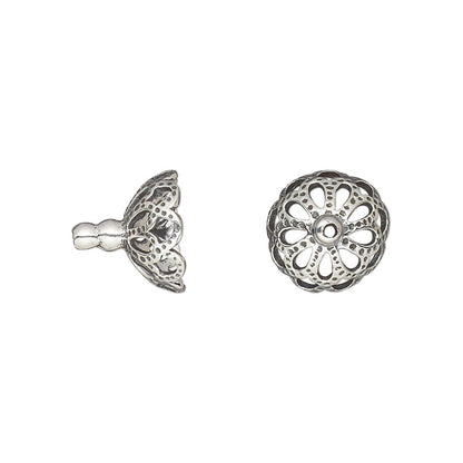 Antiqued Sterling Silver Filigree Bead Caps, 11x10mm, 2 pcs