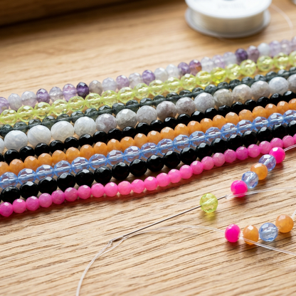 Gemstone & Glass Faceted Bead Mix A, Assorted Sizes - 10 Strands