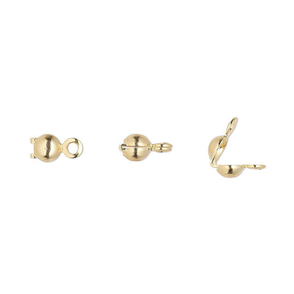 Gold Plated Brass Double-Loop Bead Tips, 6.5x3.5mm - 100 pcs