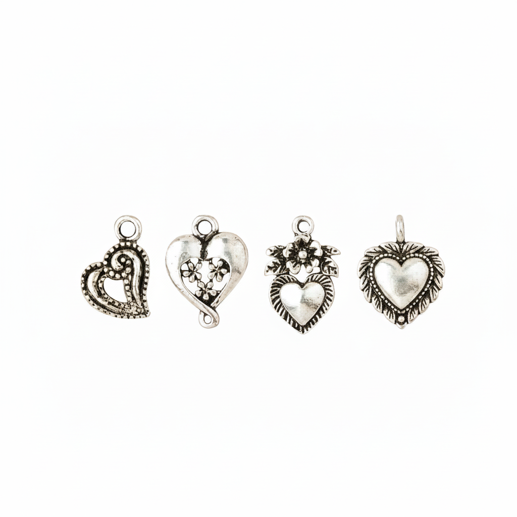 4 silver hearts
