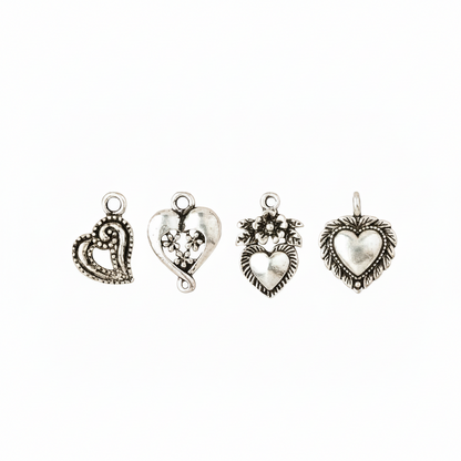 4 silver hearts
