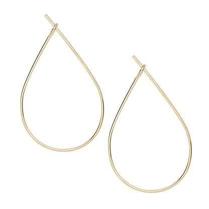 Gold Plated Brass Teardrop Hoop Earring Findings, 27x17mm, 23 Gauge