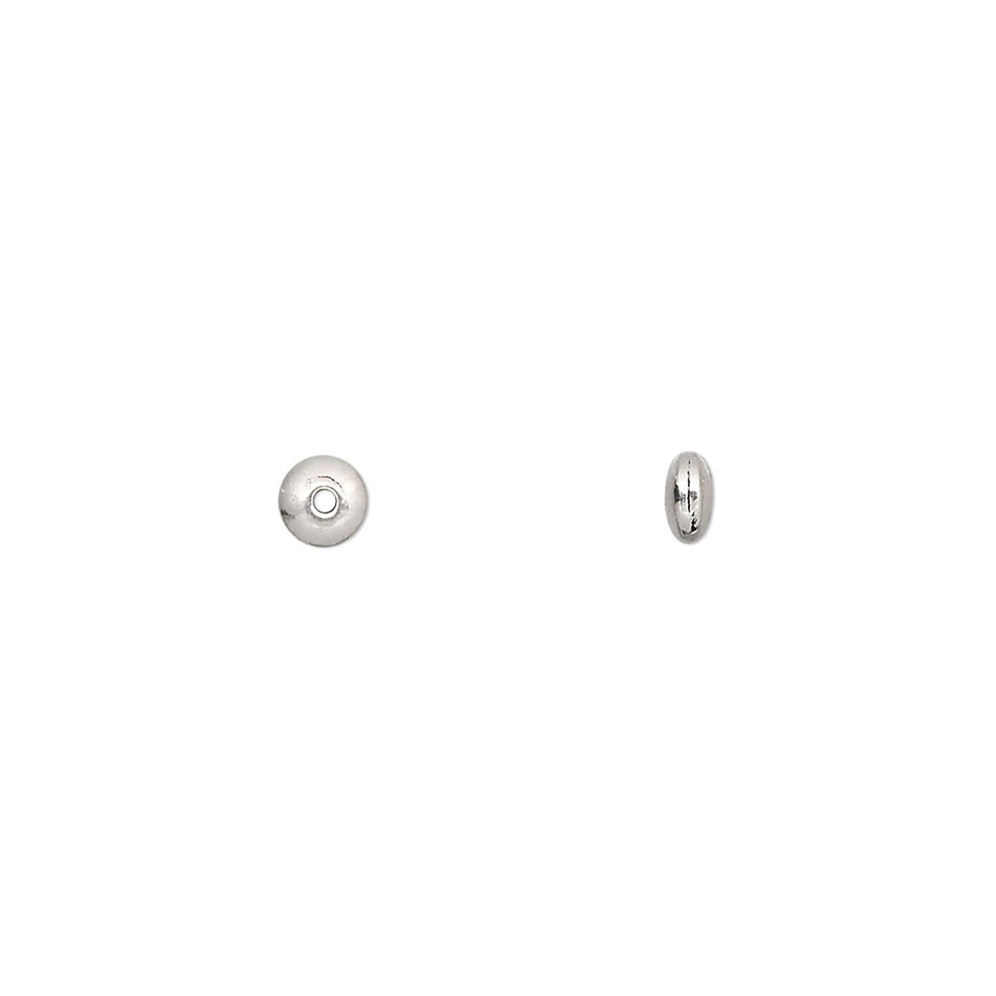Sterling Silver Smooth Rondelle Beads, 4x2mm, 24 pcs