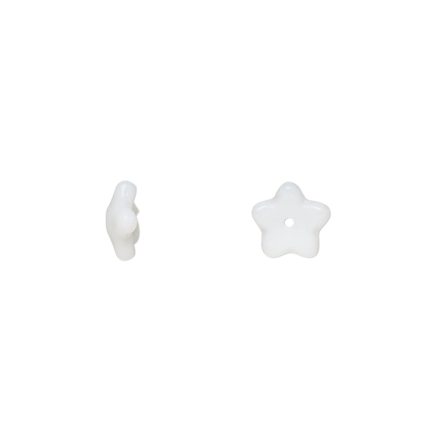 Czech Pressed Glass Opaque White Flower Bead Caps, 8x3mm, 50 pcs