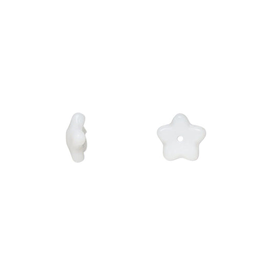 Czech Pressed Glass Opaque White Flower Bead Caps, 8x3mm, 50 pcs