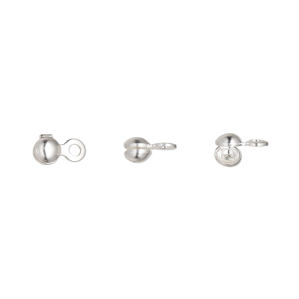 Silver Plated Brass Side-Clamp Bead Tips, 6.5x3.5mm - 100 pcs