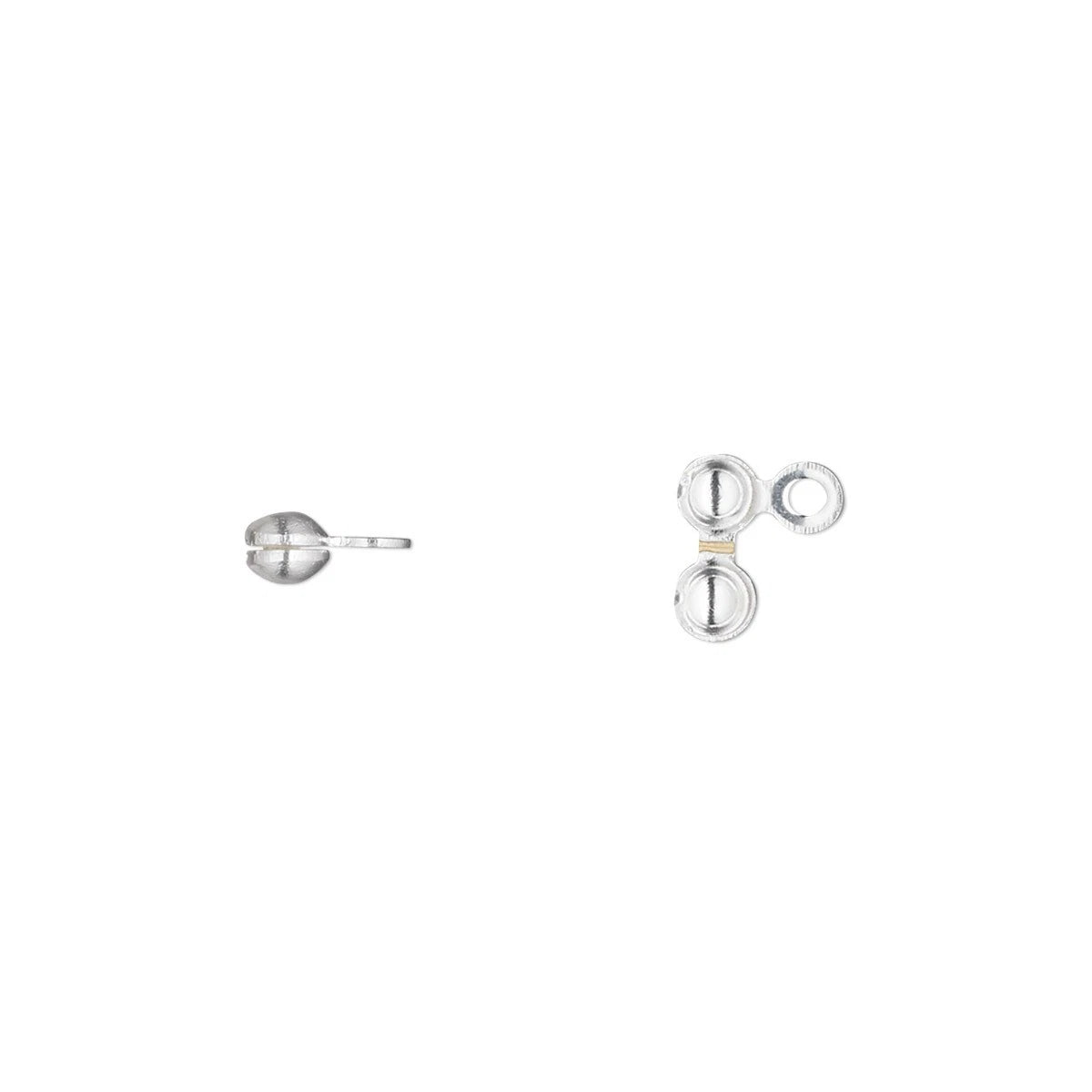 Silver shown from multiple angles on a plain white background, including a side view of the post and front/back views of the round studs.
