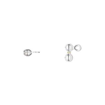 Silver shown from multiple angles on a plain white background, including a side view of the post and front/back views of the round studs.