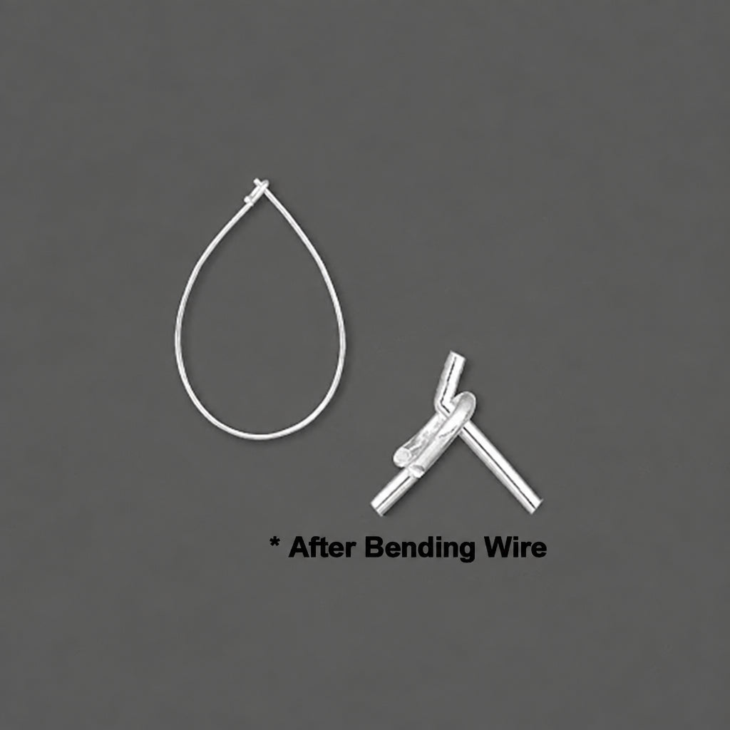 A silver-colored metal wire loop and bent wire connector pieces on a dark gray background, with the text '* After Bending Wire' at the bottom.