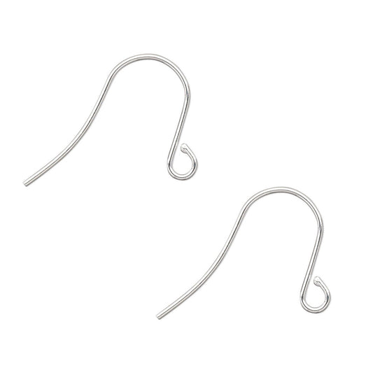 Silver Plated Brass 15mm Fish Hook Ear Wires with Open Loop, 21 Gauge, 10 pcs