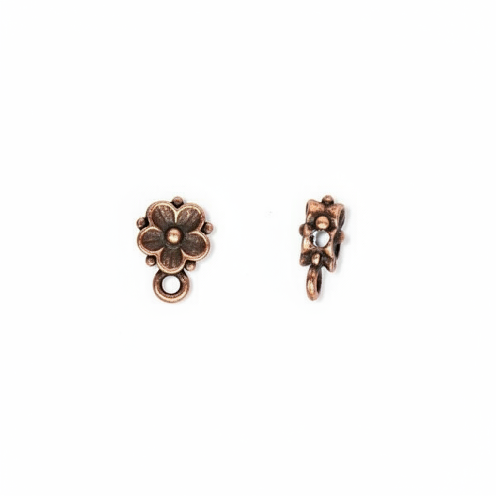 COPPER BEADS with vertical slats on a white background